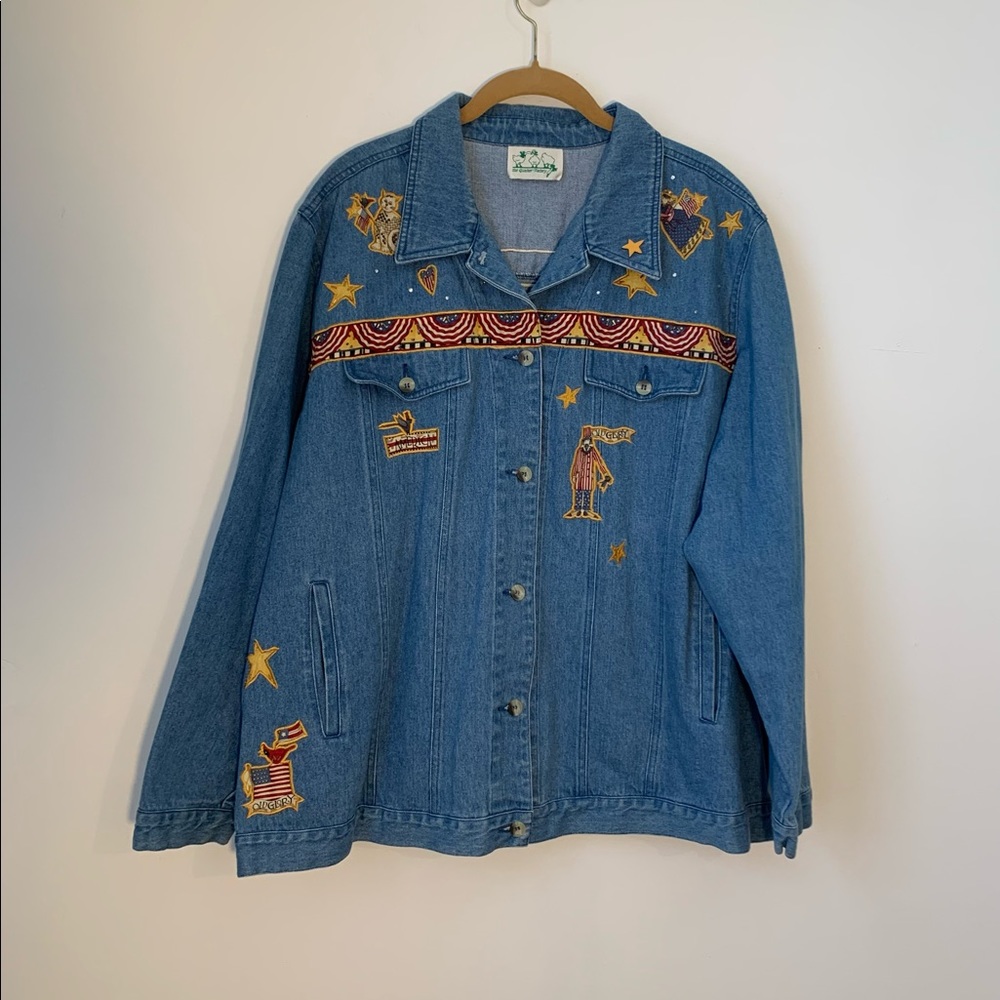 The Quacker Factory Patriotic Angel Denim Jacket